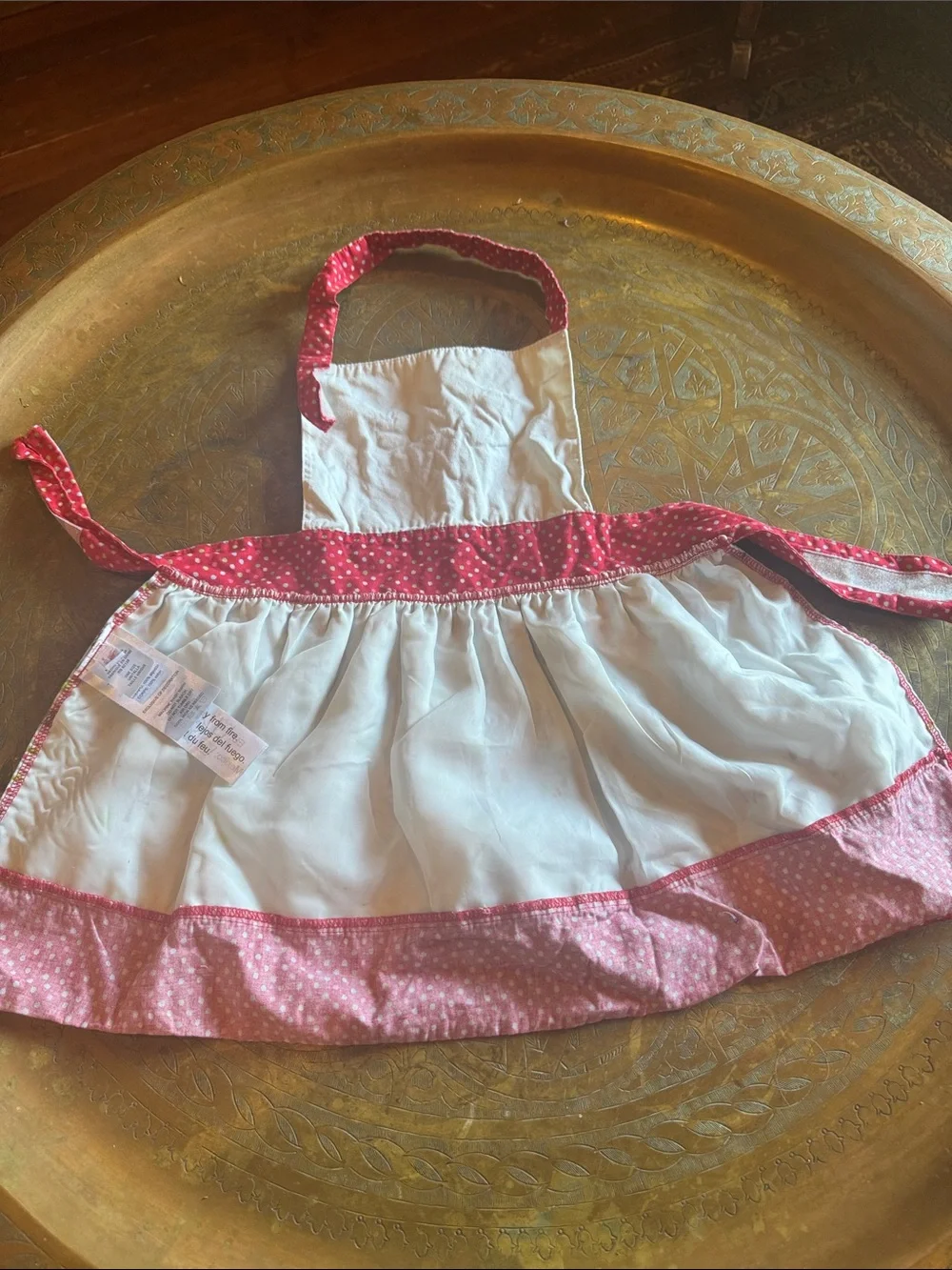 American Girl White and Pink Bib-Style Dress with Woodland Print